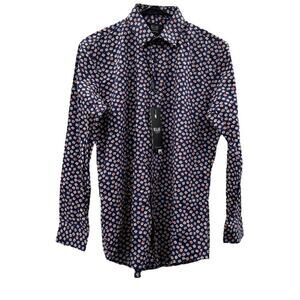 Elie Balleh Boys Dress Shirt Size‎ 18 Navy Geometric Long Sleeve Button Down NWT